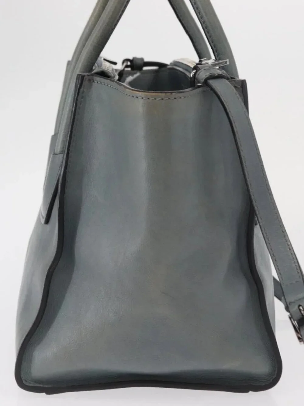 PRADA Hand Bag Safiano leather 2way Gray Silver